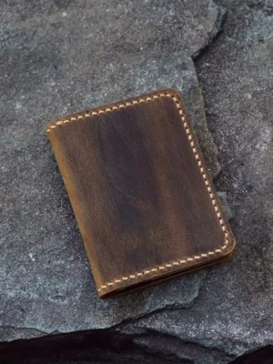 Handmade Minimalist Vertical Leather Bifold Wallet