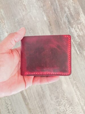BIAB-LW001 Red HiLEDER Pure Leather Handmade Men Wallet with 9 Credit Card  slots & ID