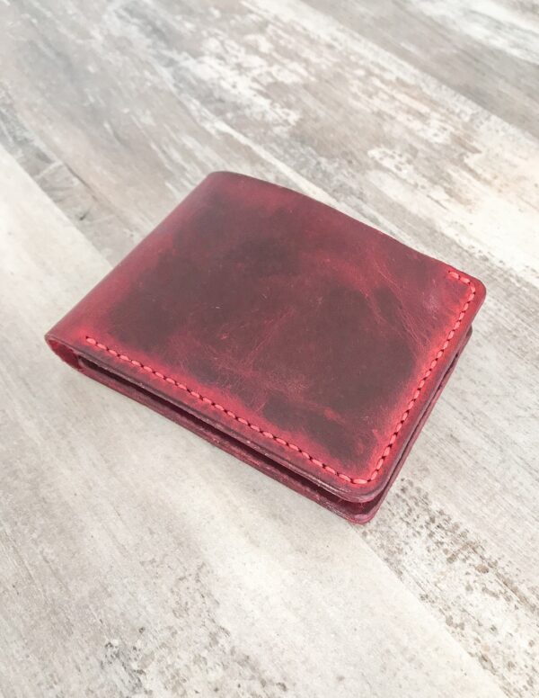 Hand Stitched Minimal Red Leather Wallet