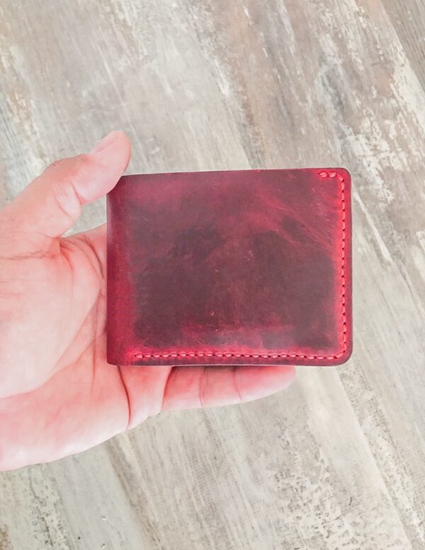 Hand Stitched Minimal Red Leather Wallet
