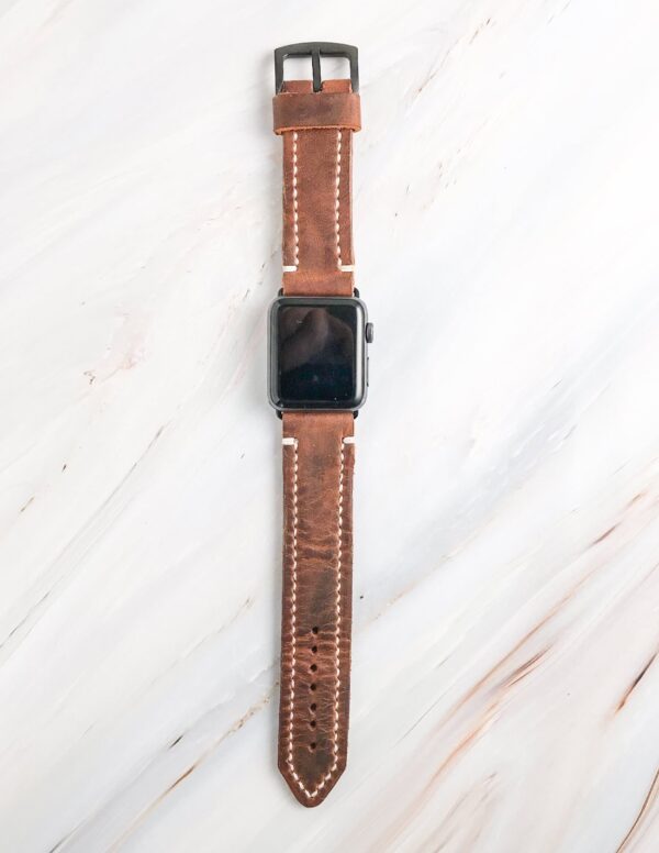 Handmade & Hand Stitched Leather Apple Watch Strap Brown