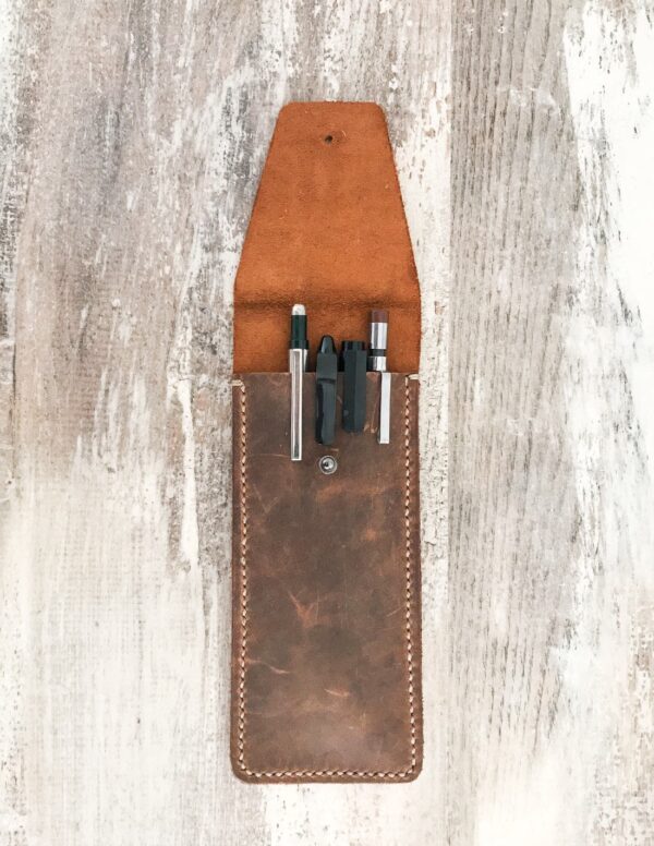 Handmade & Hand Stitched Leather Pen and Pencil Case