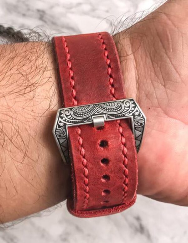 Hand Stitched Luxury Red Leather Apple Watch Band