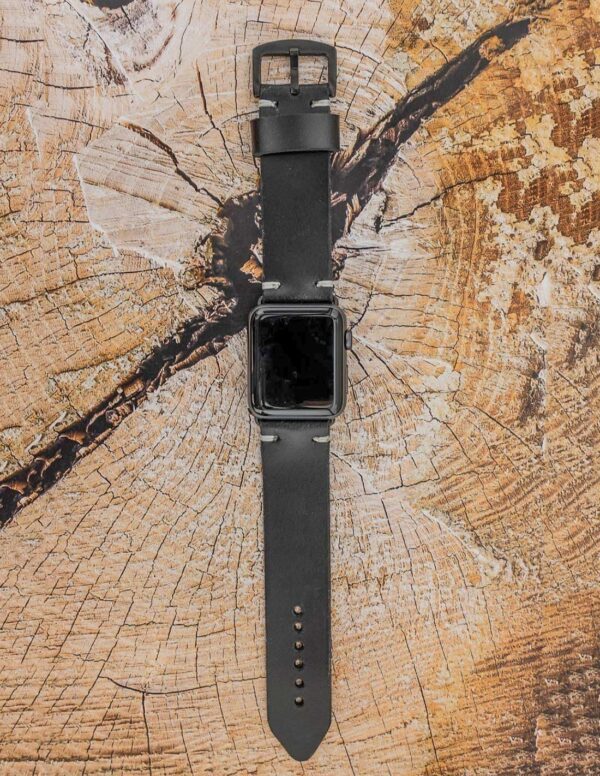 Handmade Leather Apple Watch Strap Black