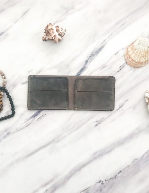 Handmade Minimalist Grey Leather Wallet