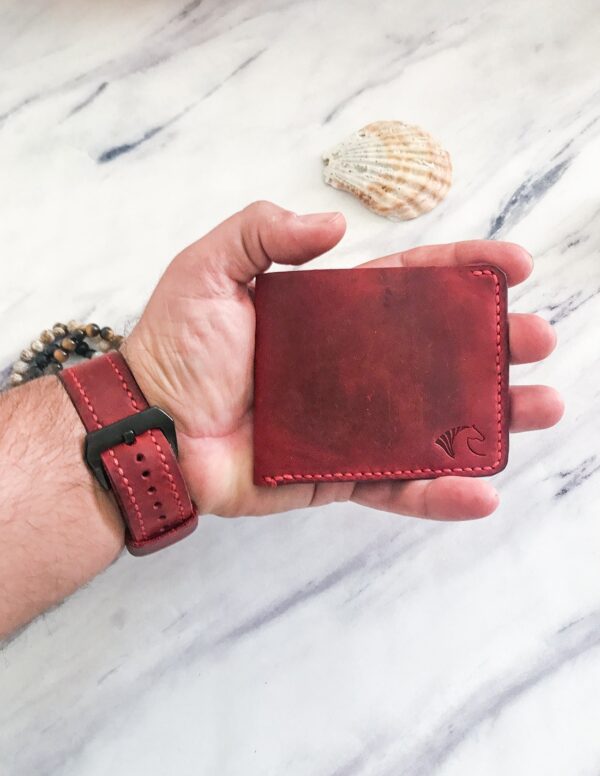 Handmade Minimalist Red Leather Wallet