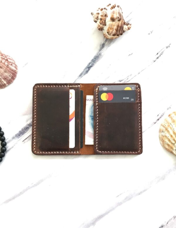 Handmade Vertical Leather Bifold Wallet