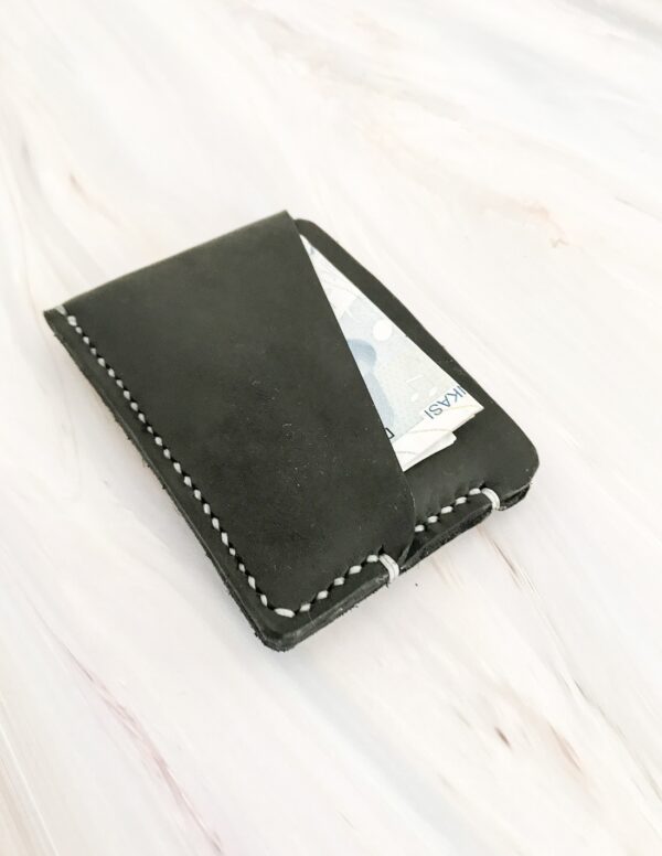 Minimal Black Leather Pocket Credit Card Holder
