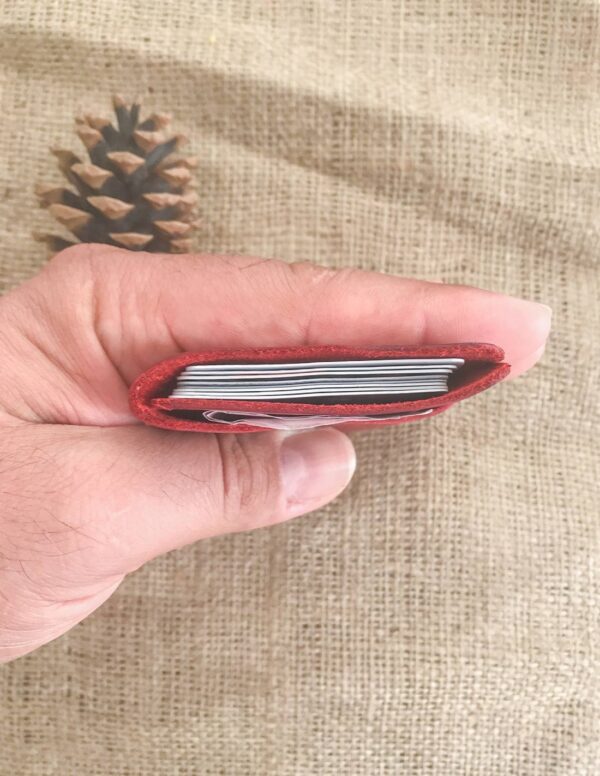 Minimal Red Leather Pocket Credit Card Holder