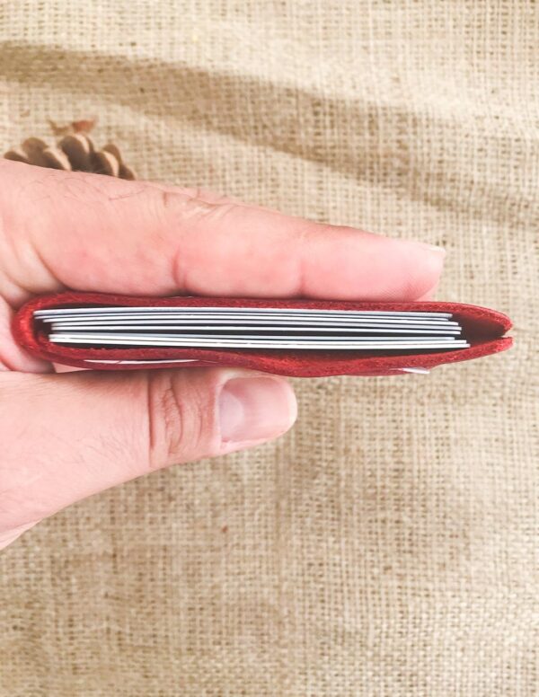 Minimal Red Leather Pocket Credit Card Holders