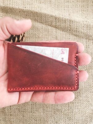 BIAB-LW001 Red HiLEDER Pure Leather Handmade Men Wallet with 9 Credit Card  slots & ID