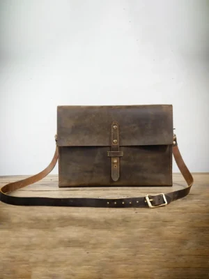 Rustic Distressed Leather Crossbody Bag